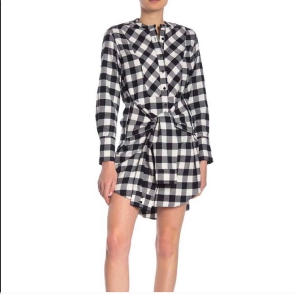 DEREK LAM 10 CROSBY Tie Waist Plaid Shirtdress